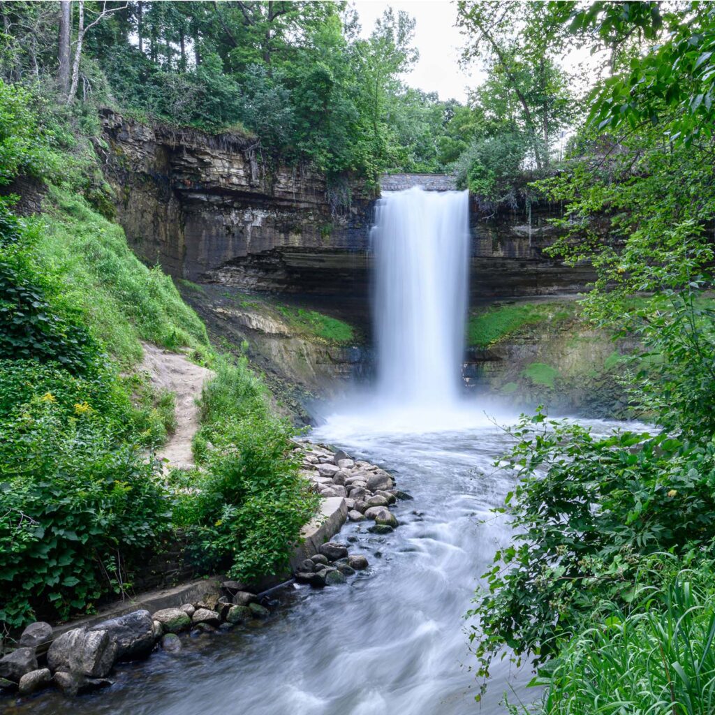 waterfall with greenery